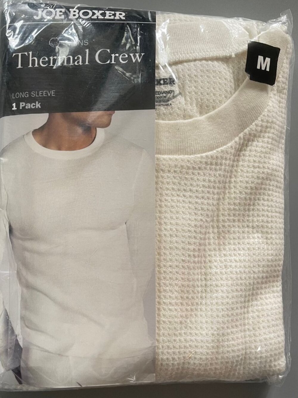 Joe Boxer Mens Medium Off White Thermal Crew Long Sleeve Waffle Knit Top NEW Y